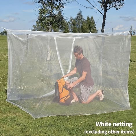Tente anti-moustiques grand format améliorée, 78,74 x 59,06 pouces, filet à 4 coins ouverts avec corde de suspension, pour camping, maison, jardin, voyages extérieurs, petit format, blanc (1/5)