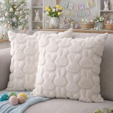 Set di 2 federe per cuscini con motivo a coniglio,vacanze e arredamento per la casa,45 x 45 cm (1/5)