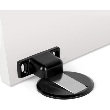 (Noir)2 Pcs Arret de Porte Magnetique Arrêt de Porte en Métal,Forte Magnétique Butée de Porte en Métal,Butée de Porte Magnétique Solide Avec Adhésif et Vis (1/5)