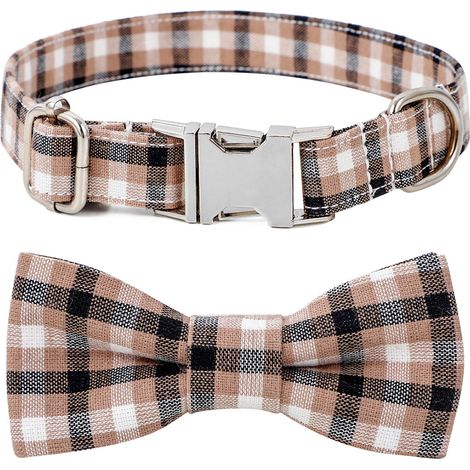 Collier Pour Chien En Coton Avec Nœud Papillon Et Boucle Alliage Réglable Pour Promenade Quotidienne Taille S M L (1/5)