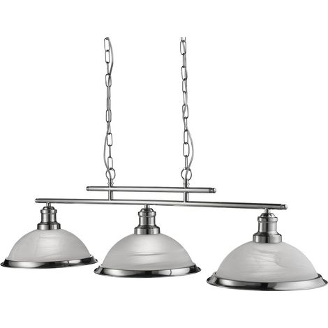 Searchlight Bistro - Suspension à 3 ampoules au plafond, argent satiné, verre acide, E27 (1/4)