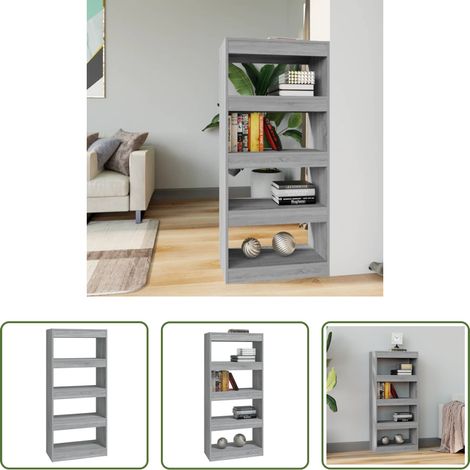 vidaXL Rangement livres - Bibliothèque/Cloison Sonoma gris 60x30x135 cm Bois d'ingénierie (1/5)
