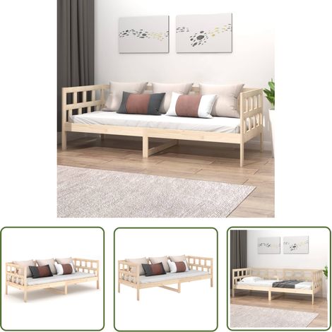 The Living Store Lit de jour sans matelas bois de pin massif 90x200 cm - Lit De Jour - Canapé Lit - Lit Convertible - Meuble Rustique - Bois De Pin Massif (1/5)