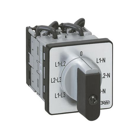 Commutateur à cames de mesure voltmètre avec neutre PR12 - 6 contacts - fixation par vis sur porte - 014653 - LEGRAND