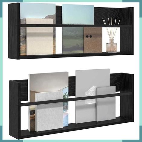 Étagère à magazines - 890805 - Chêne noir - Bois d'ingénierie - 2 étagères (1/5)