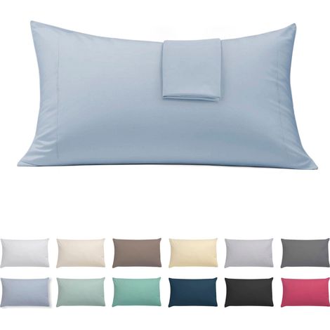 Taies Oreiller 50x75 cm Lot de 2 Coton Polyester Bleu Ciel (1/5)