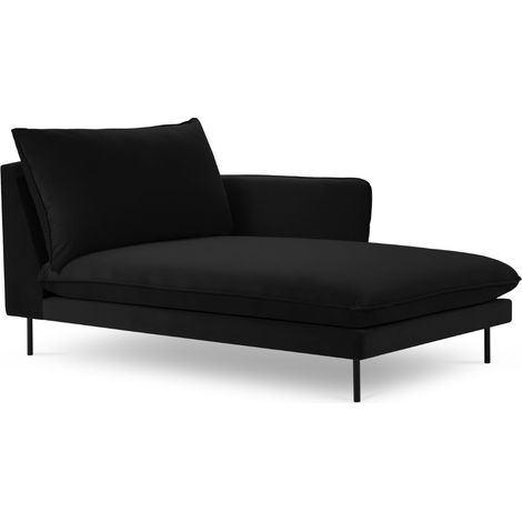 Méridienne droite en velours noir (1/5)