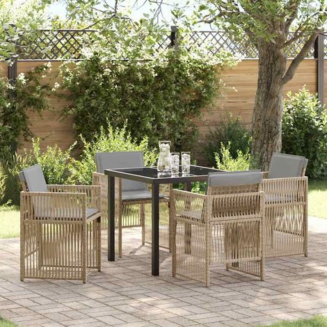 Ensemble de salle à manger pour jardin 5 pcs-Salon de jardin Beige 996743 (1/5)