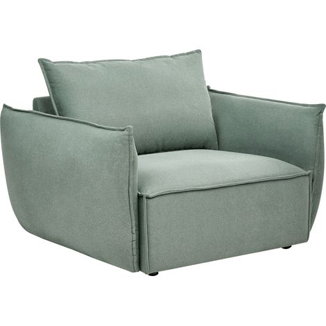 Poltrona Bassa Seduta ampia e profonda Schienale imbottito Accogliente Moderno Verde Chiaro Kunes (1/5)