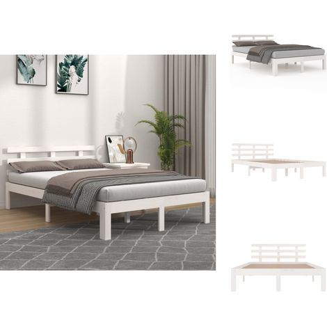 Betten & Bettgestelle - Living Massivholzbett Weiß 200x200 cm (1/5)