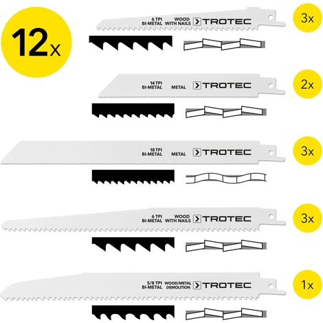 Trotec Set di 12 lame per sega a gattuccio per taglio di legno/metallo (1/5)