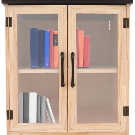 Boîte à livres à deux niveaux Bibliothèque en bois Armoire de rangement d'extérieur Armoire d'échange de documents Livres, brochures et œuvres d'art partagés 47 x 47 x 47 cm (1/5)