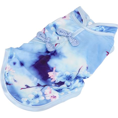 Costume Qipao pour chien, Cheongsam, gilet en satin fleuri avec nœud chinois pour petits chiens (PetXS) (1/5)
