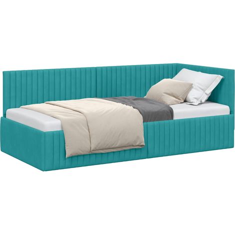 Maison Exclusive - Cornice del letto ad angolo Turchese 90 cm x 190 cm Velluto