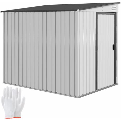 Metall-Gartenhaus, 2,81 m² (154 x 206,5 x 181 cm) groß, mit Pultdach und integriertem Sockel