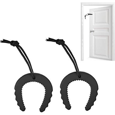 Zwei schwarze Türkeile aus Gummi mit Nylonseil – tragbare Türstopper für Feuerwehrleute, Absperrgitter (2er-Pack) (1/5)