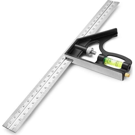 Carrée Outils de Mesure,équerre combinée 300 mm,Acier Inoxydable Règle d'angle de Combinaison avec règle Réglable d'angle Droit d'alliage de Zinc Outil,Règle à Angle Carrée Combinaison GROOFOO