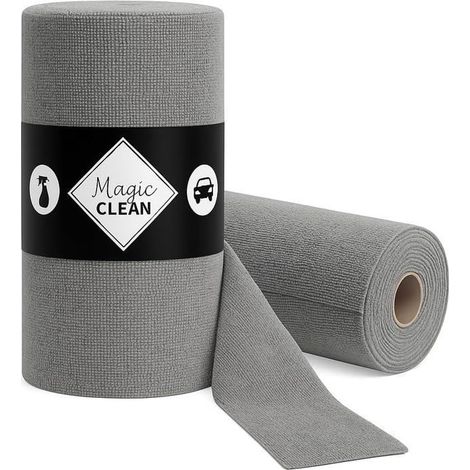Chiffons microfibres, vitre, salle de bain, voiture, meuble, réutilisables, sans peluche - 75 feuilles déchirables 30x30cm gris