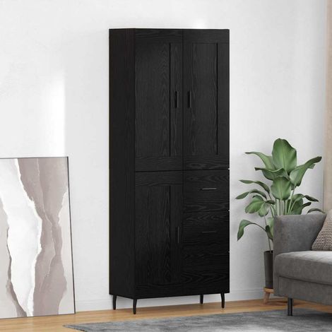 Highboard 2 pcs Schwarz Eichen-Optik Holzwerkstoff