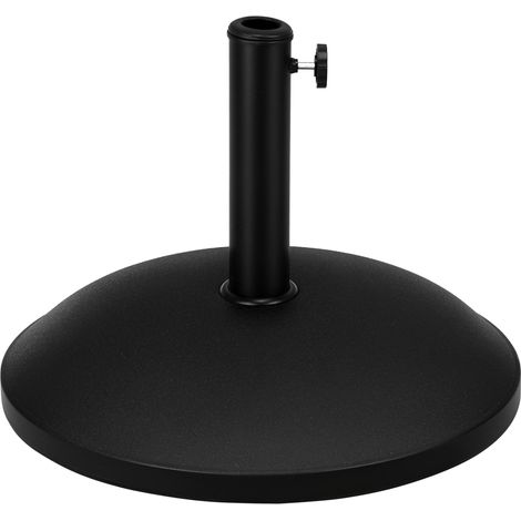 Pied de parasol rond 25 kg, support pour parasol en ciment pour terrasse, piscene, patio, jarden Ø 49 x 37 cm, noir
