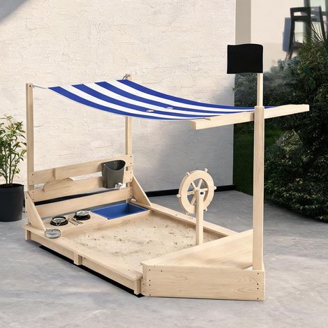 Bac à sable bois naturel en bois de sapin 180 x 103 x 144,5 cm (1/5)
