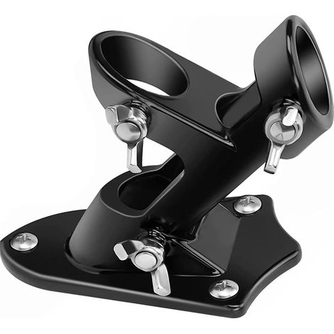 Support de mât à deux positions avec matériel de montage, fonte avec finition noire, revêtement résistant et antirouille, diamètre intérieur de 1 po (1/5)