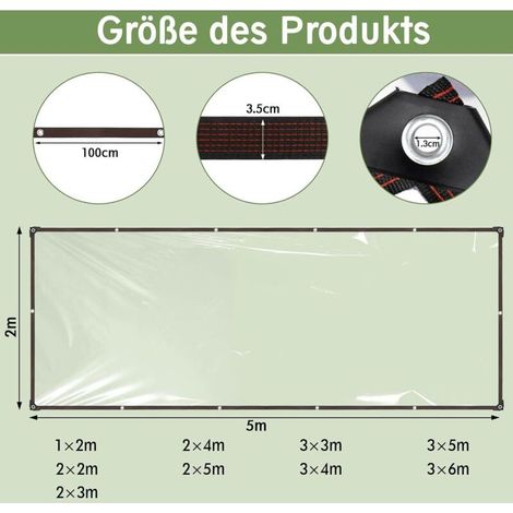 Bâche Transparente avec Oeillets bache Transparentes Exterieur Plastique Serre avec Impermeable terrasse bâches de Protection étanche pour extérieur Meubles de Jardin Tente 2x3m (1/5)