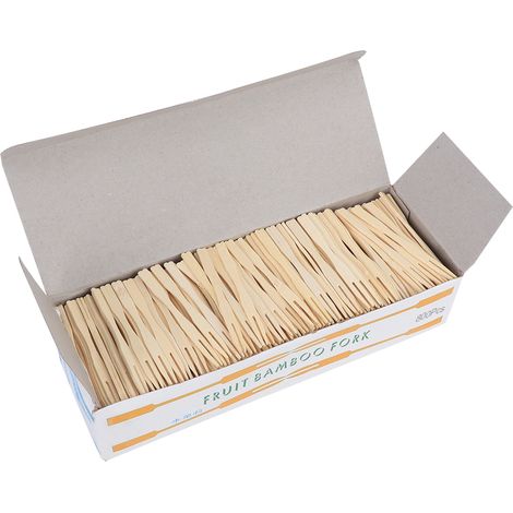 800 fourchettes à dessert jetables en bambou pour gâteaux et fruits, accessoires de cuisine (1/5)