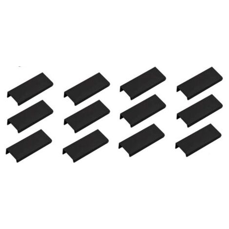 PA 12er-Pack schwarze Schrankgriffe, Küchenschrankbeschläge, Schrankkantengriffe, schwarze Schrankgriffe, 64 mm, Mitte zu Mitte (1/5)