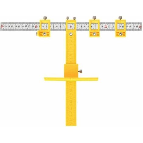 Localisateur de perforation réglable pour gabarit de menuiserie pour l'installation de poignées, boutons sur portes et tiroirs. (1/4)