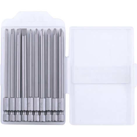 Lot de 10 embouts de tournevis de précision, longueur 100 mm, SL3.0/SL4.0/SL5.0/SL6.0 PH1/PH2 (1/5)