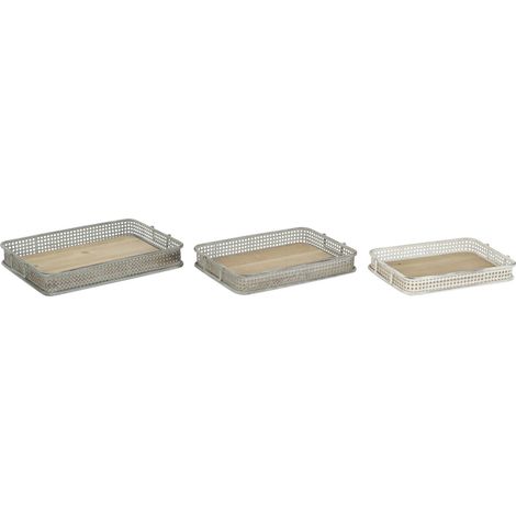 DKD Home Decor Set de 3 Vassoi Métal Multicolore (1/3)