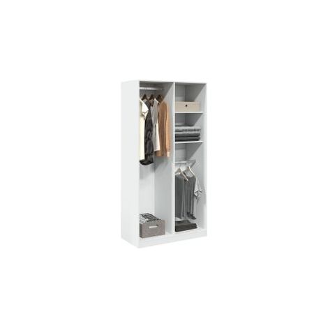 Armoire dressing 2 penderies 2 étagères 100cm - Collection Drazer-Blanc (1/5)