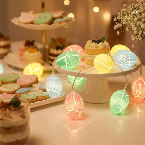 Lichterkette (2 m), 10 eiförmige LEDs, 6-Stunden-Timer, AA-Batterien, Tischdekoration, Partykorb (1/5)