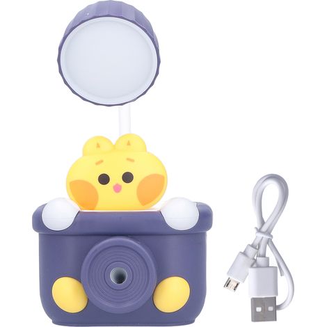 Lampe de bureau LED en forme de chat mignon avec support stylo, aiguisoir et port USB, couleur bleue (1/5)