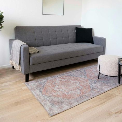 Tapis de couloir vintage tons orange et bleu FEZ (1/4)