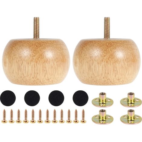 Set di 4 gambe rotonde in legno massello con 4 viti per mobili fai da te, gambe per sedie, gambe per tavoli, set di ricambio per divano, divano letto