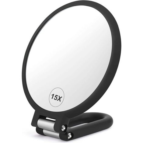 Miroir grossissant double face, grossissement 1x/15x, pliable, réglable, miroir de maquillage de voyage rotatif, miroir de coiffeuse. (1/4)