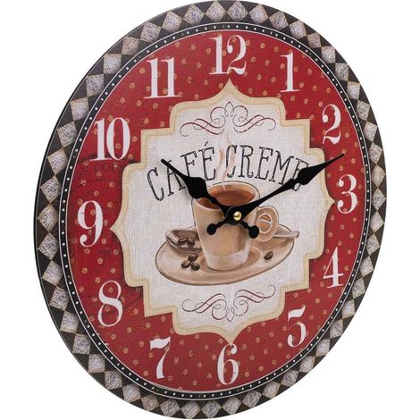 Reloj de pared de madera rojo d34x2 (1/5)