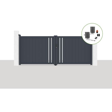 Pack portail battant électrique 350x140cm GIONA + Motorisation BUNKER B500 (1/5)