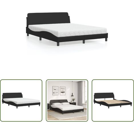 vidaXL Matratze - Bett mit Matratze "Dover" Schwarz 160x200 cm Kunstleder (1/5)