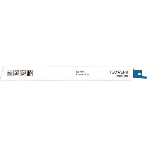 TECWERK Säbelsägeblatt L.228mm B.25mm TPI 8 3,2mm Karte a 1 St.TECWERK (1/2)