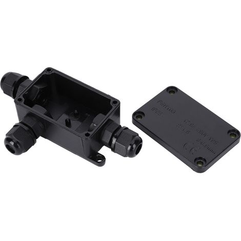Boîtier de jonction étanche noir en polycarbonate, mini 1 entrée 2 sorties, pour extérieur, IP66, 3-6,5 mm (1/5)