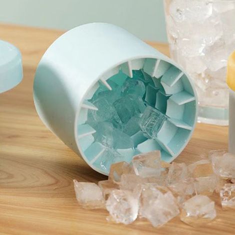 Eiswürfelform aus Silikon mit Deckel, Eiswürfelbereiter, Eiswürfelform, Kühlschrank-Eiswürfelbox, DIY hausgemachte Eistüte, himmelblau. (1/5)