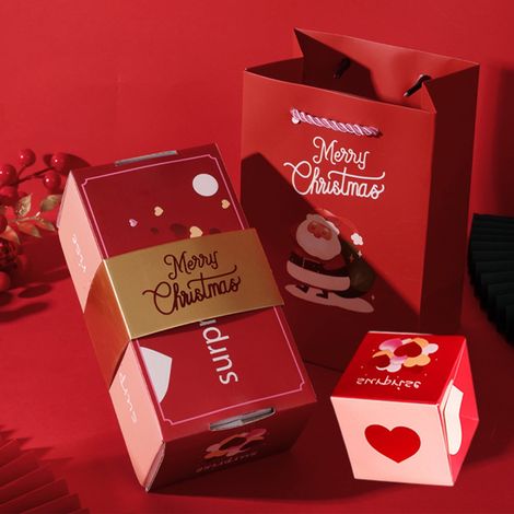 Boîte à Surprise de Noël - Boîte Explosive en Papier Rouge - Pour Cadeaux d'Anniversaire et Fêtes - 10 Pièces