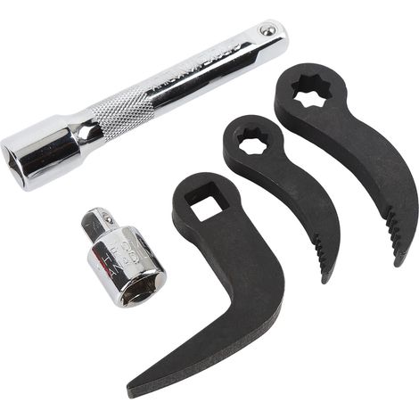 Ensemble de 5 pièces comprenant une clé à levier, un adaptateur pour pied-de-biche de 1/2 po et 3/8 po, un levier en L et une rallonge. (1/5)