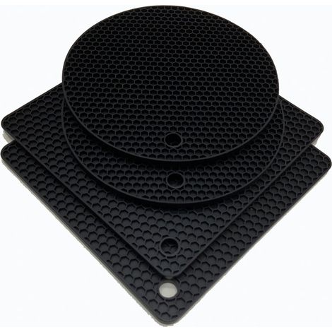 4 pièces trépied en silicone motif nid d'abeille pour four/grill/cuisine, deux pièces rondes deux pièces carrées