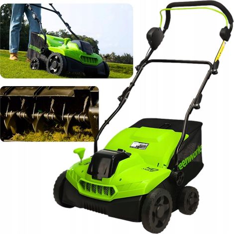 Greenworks – Scarificateur électrique 40V – Surface d'action 600m² – Moteur Brushless – Diamètre de travail 38cm – Capacité bac 40L (1/3)