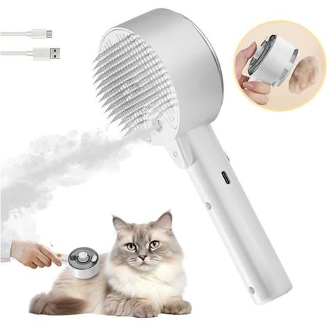 SABIR-Brosse vapeur pour chat, peigne de massage antistatique 4 en 1, brosse de toilettage multifonctionnelle pour chat, spray pour (1/5)