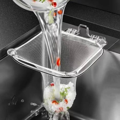 Crépine de vidange d'évier d'angle, filtre collecteur de nourriture de cuisine en acier inoxydable, panier de crépine de vidange d'évier pour déchets alimentaires avec filet 100 pièces (1/4)